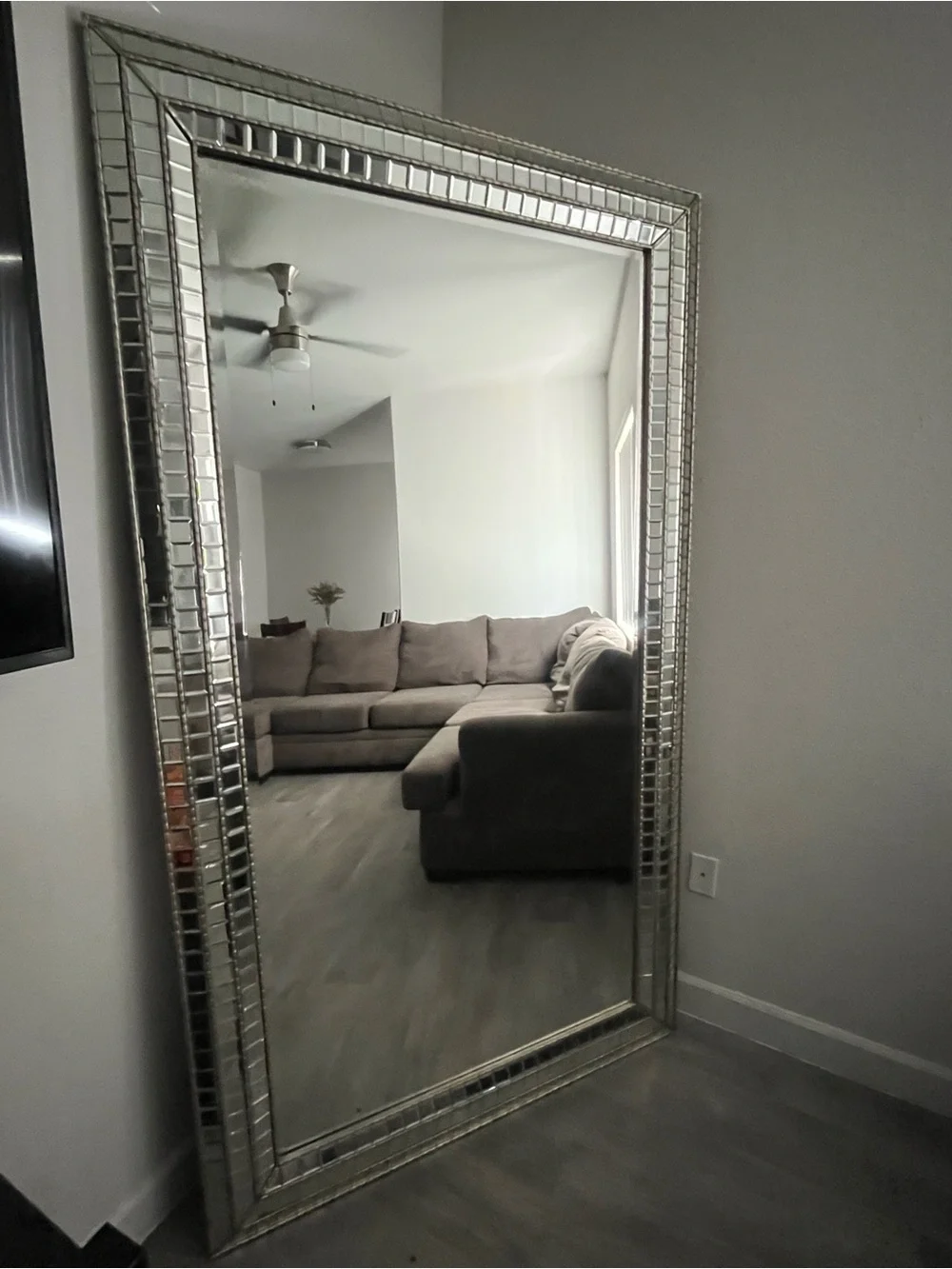 Contemporary Silver Framed Wall Mirror - Elegant Accent for Living Spaces